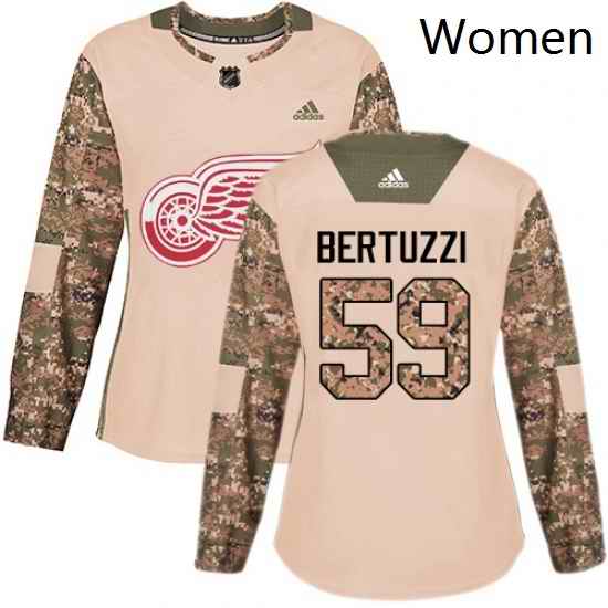 Womens Adidas Detroit Red Wings 59 Tyler Bertuzzi Authentic Camo Veterans Day Practice NHL Jersey